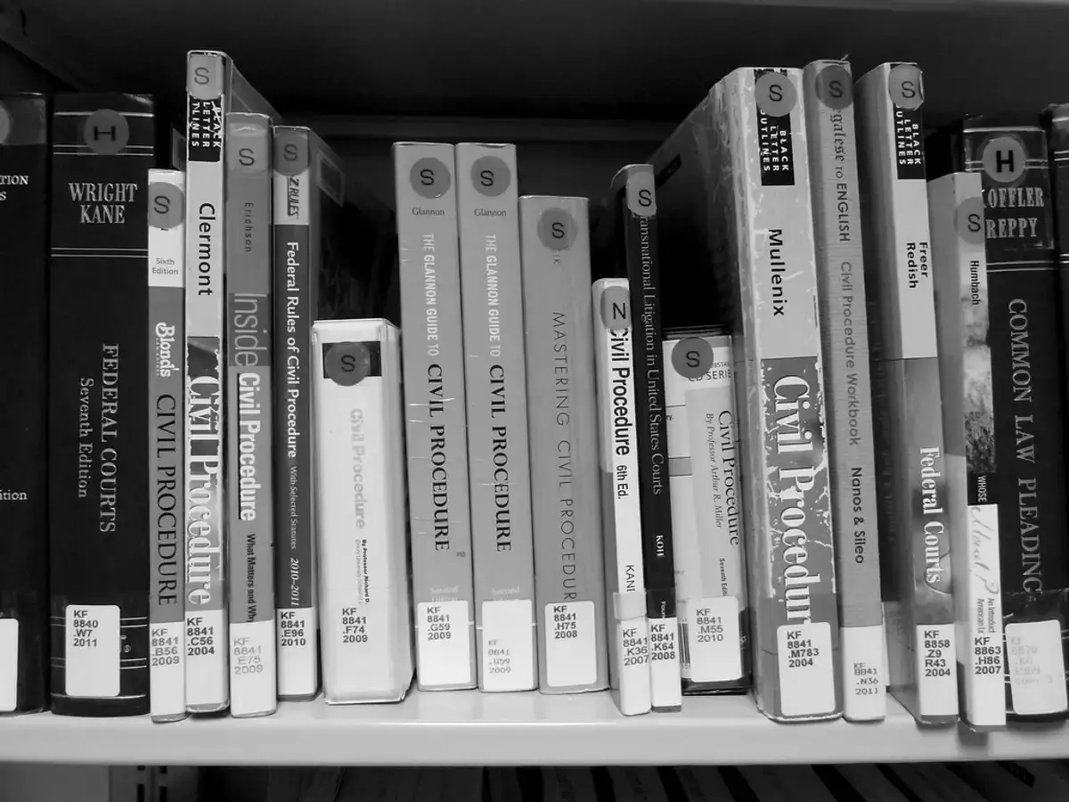Shelf of civil procedure and law reference books