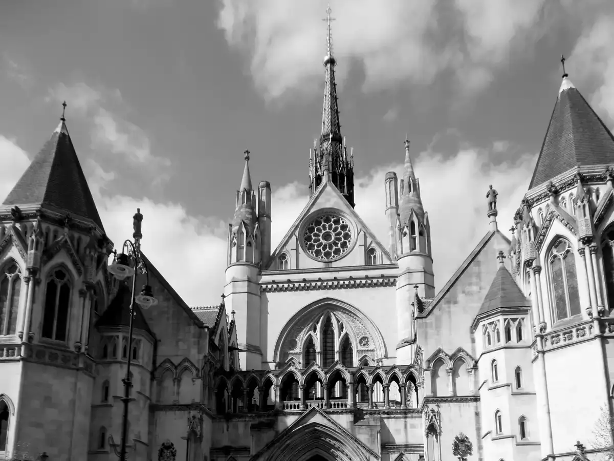 Entrance front of the Royal Courts of Justice on the Strand, London
